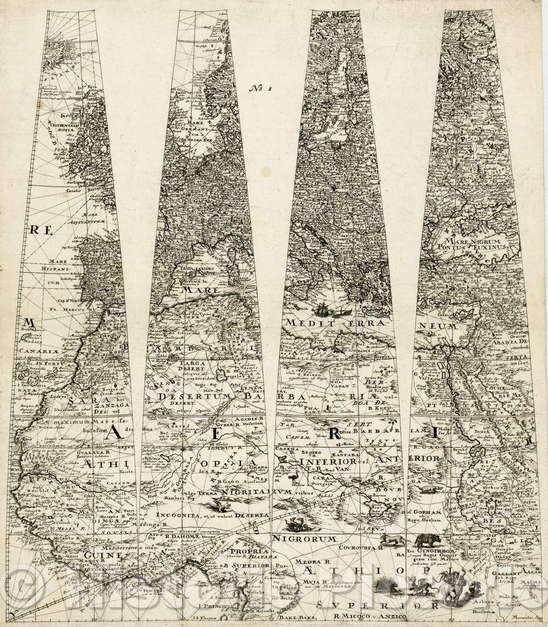 Historic Map - Europe & the North part of Africa - Untitled Globe Gores, 1751, Johann Friedrich Endersch - Vintage Wall Art