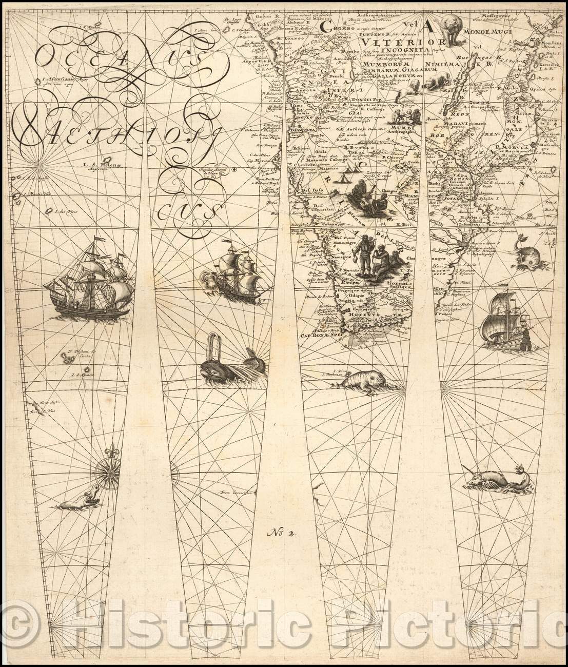 Historic Map - Southern Africa - Untitled Globe Gores, 1751, Johann Friedrich Endersch - Vintage Wall Art