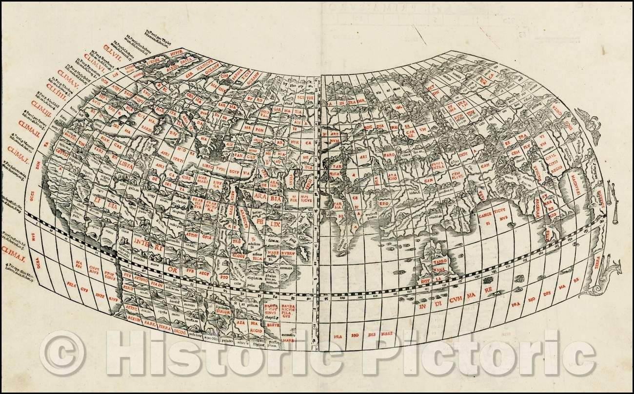 Historic Map - Map of the World, 1511, Bernardus Sylvanus - Vintage Wall Art