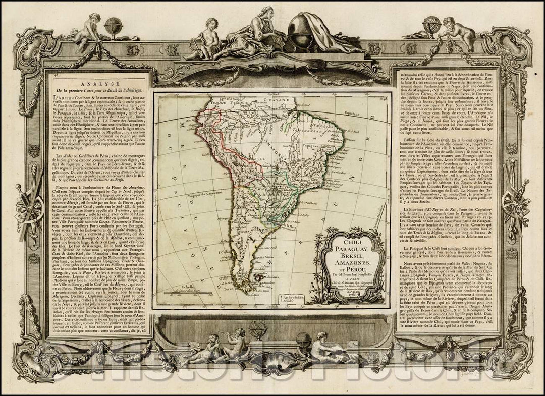 Historic Map - Chili, Paraguay, Bresil, Amazones et Perou/Chile, Paraguay, Brazil, Peru and the Amazon. 1766, 1766, Louis Brion de la Tour - Vintage Wall Art