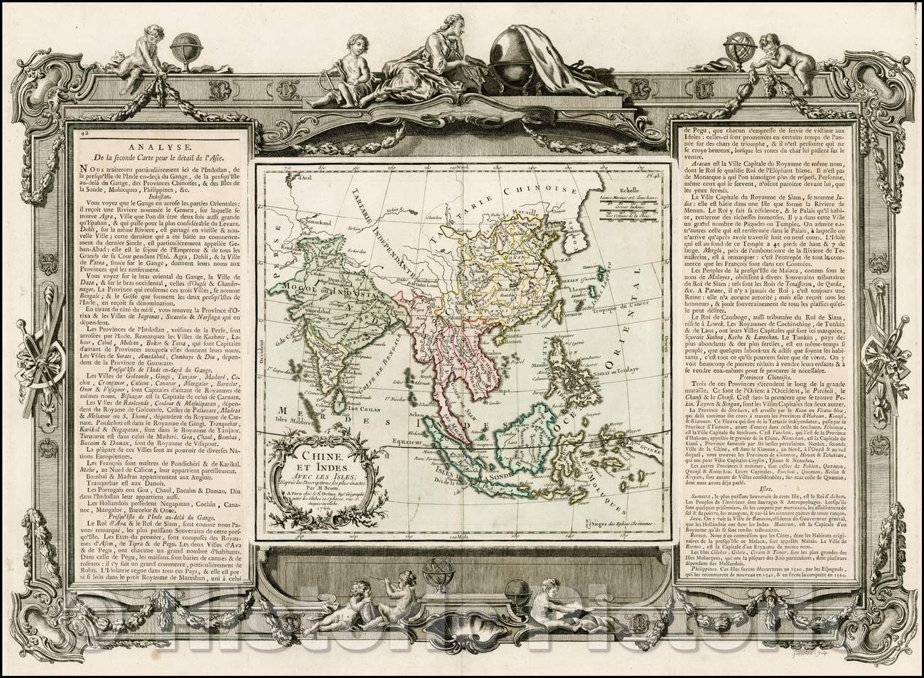 Historic Map - Chine, Et Indes Avec Les Isles/China, and India with the Isles. 1766, 1766, Louis Brion de la Tour - Vintage Wall Art