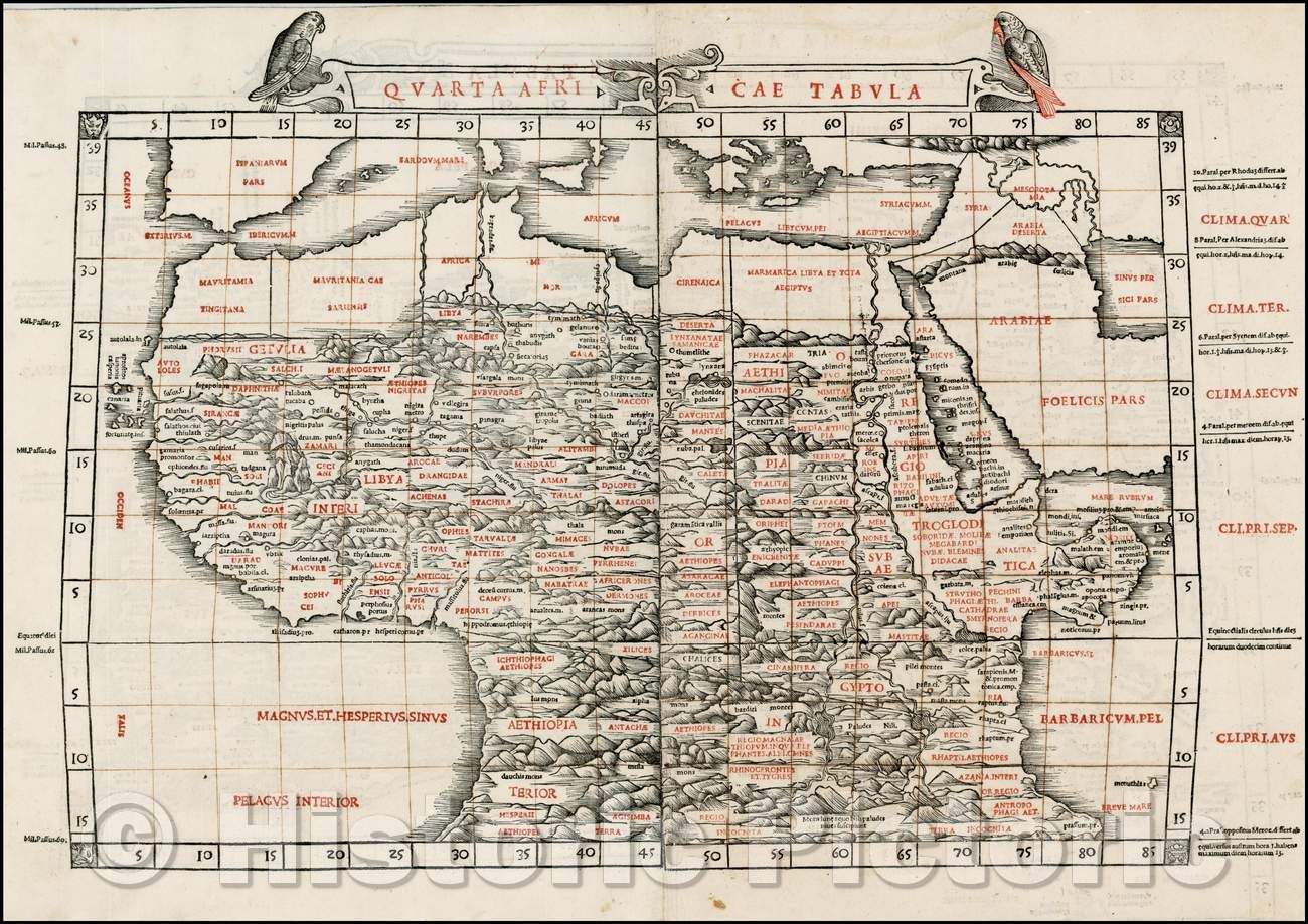 Historic Map - Quarta Africae Tabula [Africa] / Sylvanus' Map of Africa, 1511, Bernardus Sylvanus - Vintage Wall Art