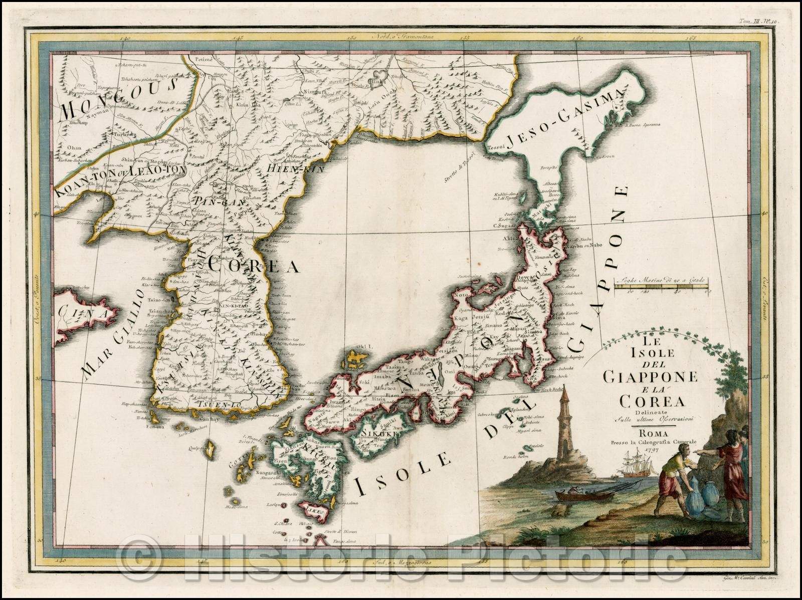 Historic Map - Isole Del Giappone e la Corea/Map of Korea and Japan, 1797, Giovanni Maria Cassini - Vintage Wall Art