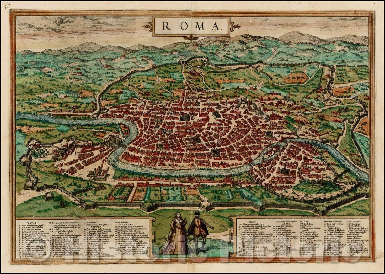 Historic Map - Rome, Italy, 1572, Georg Braun v1