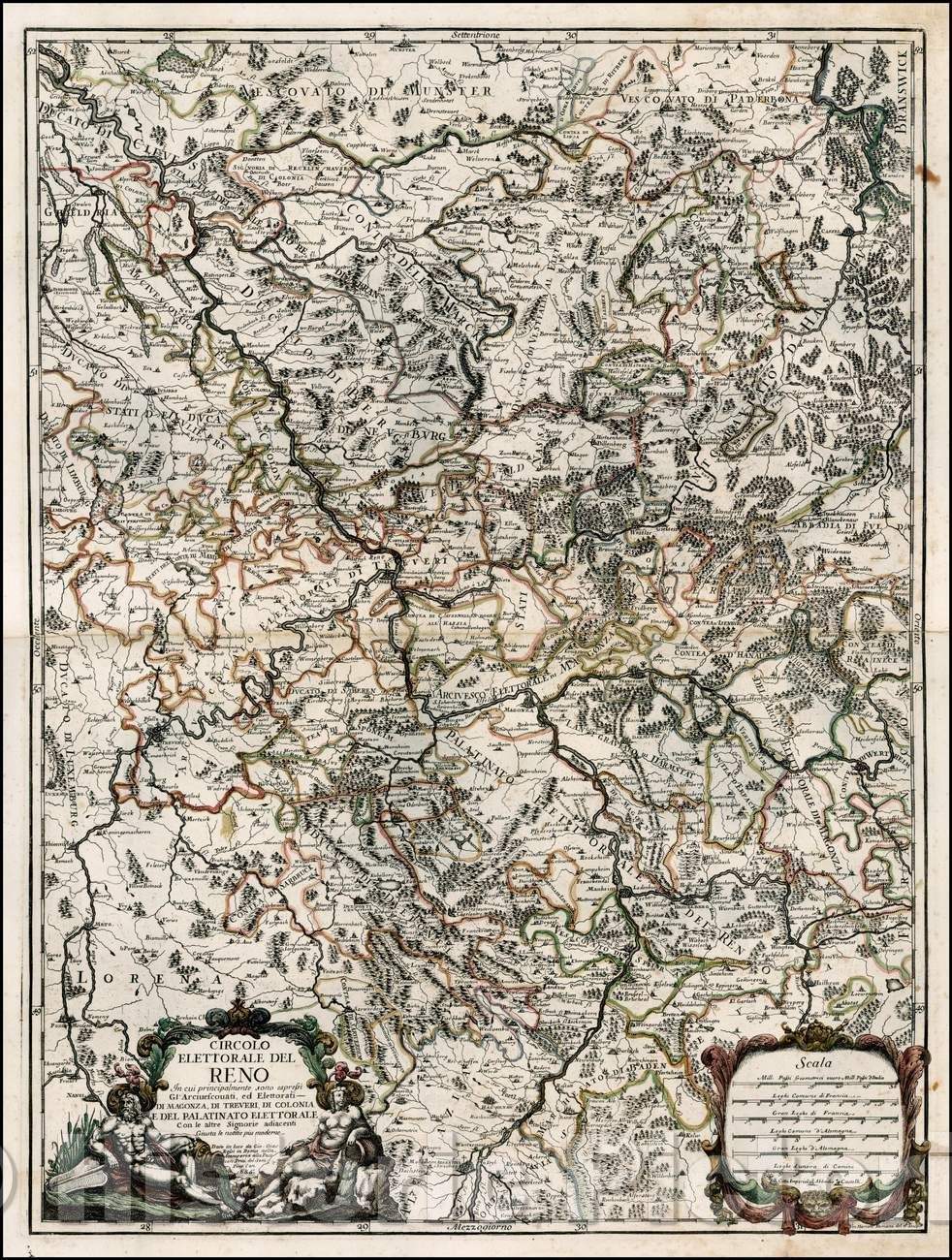 Historic Map - Circolo Elettorale del Reno In cui principalmente sono espressi Gl'Arciuescouati, ed Elettorati - Di Magonza :: Upper Rhine in Germany, 1686 - Vintage Wall Art