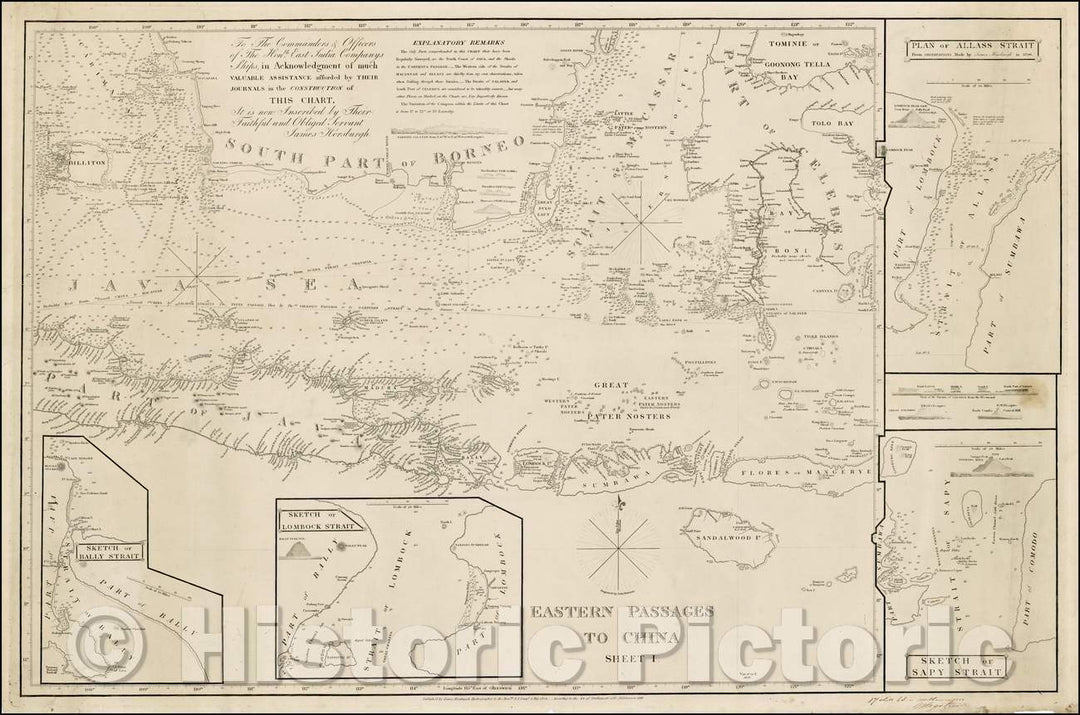 Historic Map - Eastern Passages To China Sheet 1 (Java, Bali, Lombock, Sumbawa, Southern Borneo, Celebes, etc.) (Includes Sketch of the Bally Straits), 1848 v1