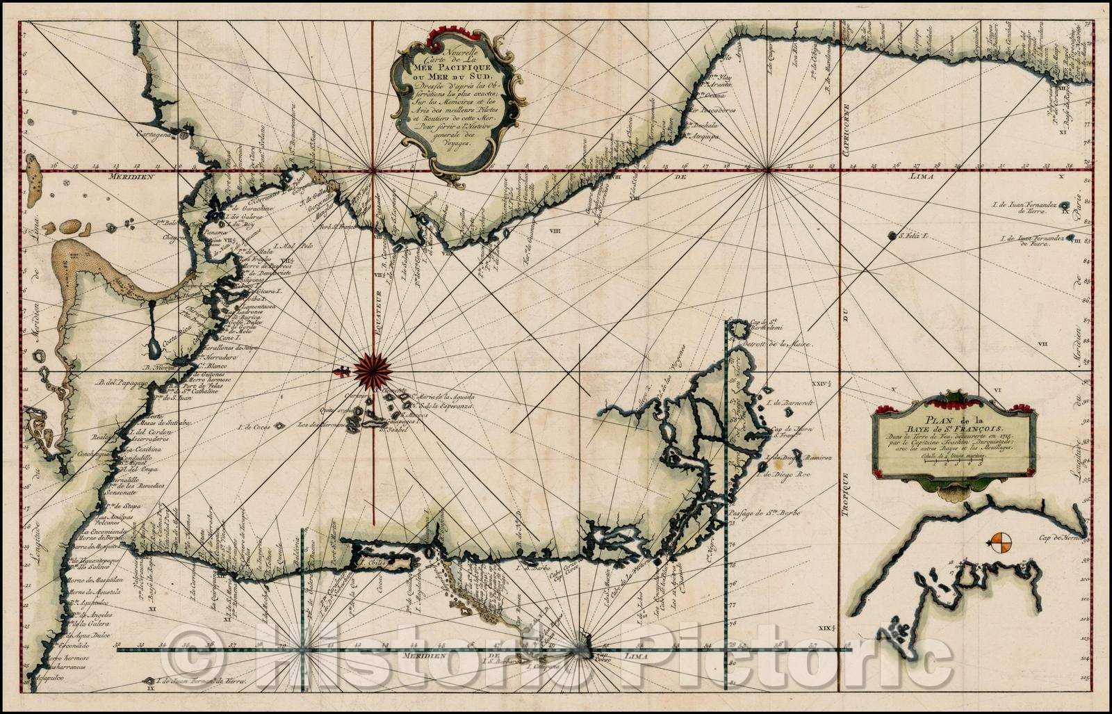 Historic Map - Nouvelle Carte de la Mer Pacifique ou Mer du Sud/New Map of the Pacific Ocean or South Wed, 1750, Jacques Nicolas Bellin - Vintage Wall Art