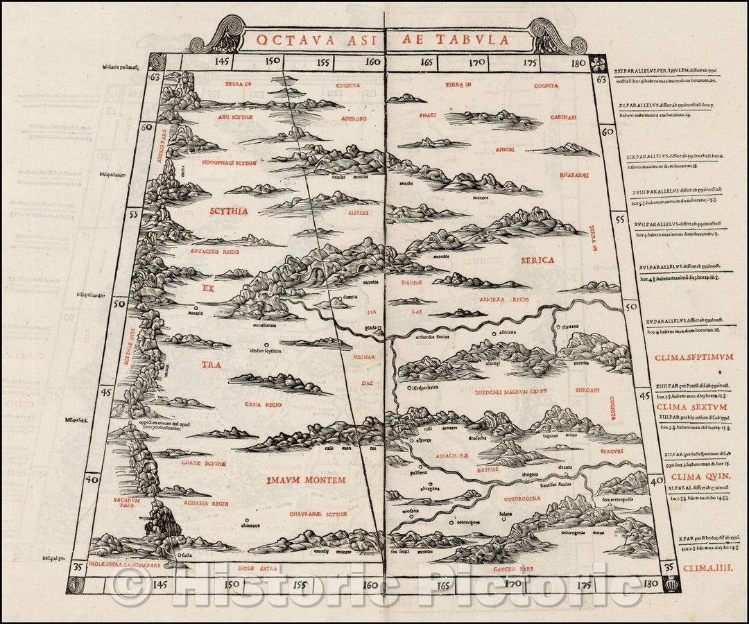 Historic Map - Octava Asiae Tabula/The Himilayas & Central Asia, 1511, Bernardus Sylvanus - Vintage Wall Art