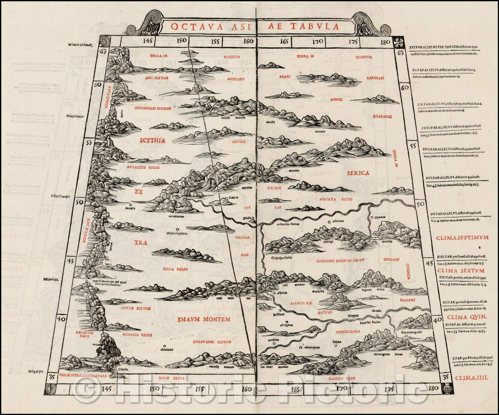 Historic Map - Octava Asiae Tabula/The Himilayas & Central Asia, 1511, Bernardus Sylvanus - Vintage Wall Art