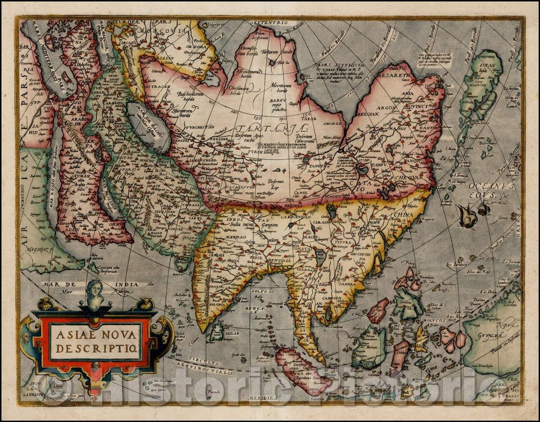 Historic Map - Asiae Nova Descriptio, 1574, Abraham Ortelius - Vintage Wall Art