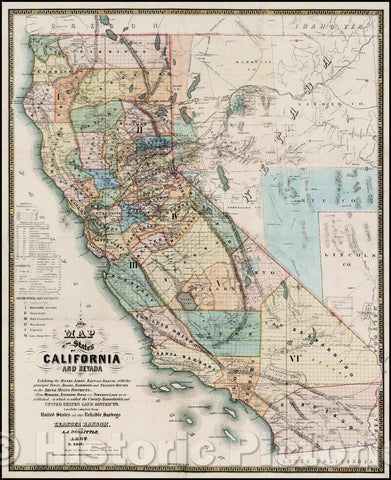 Historic Map - The States of California and Nevada, 1867, A.J. Doolittle - Vintage Wall Art