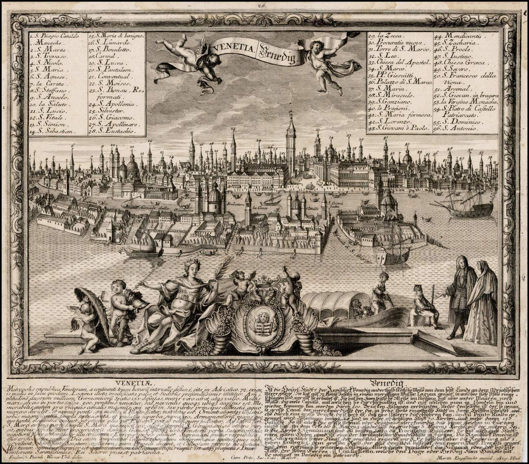 Historic Map - Venice, 1720, Friederich Bernhard Werner - Vintage Wall Art