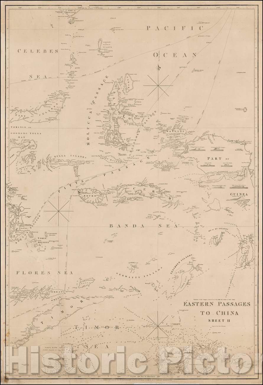 Historic Map - Eastern Passages To China Sheet II (southern Mindanao to Timor and North Australia), 1849, James Horsburgh - Vintage Wall Art