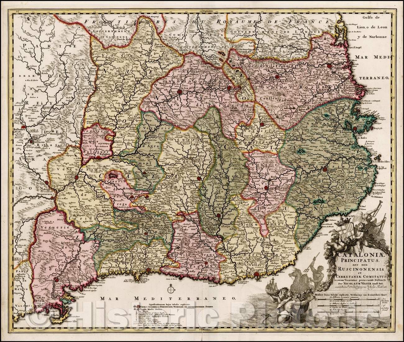 Historic Map - Cataloniae Principatus et Ruscinonensi et Cerretaniae in eorum Vicariatus peraccurate Distincti, 1690, Nicolaes Visscher I v2