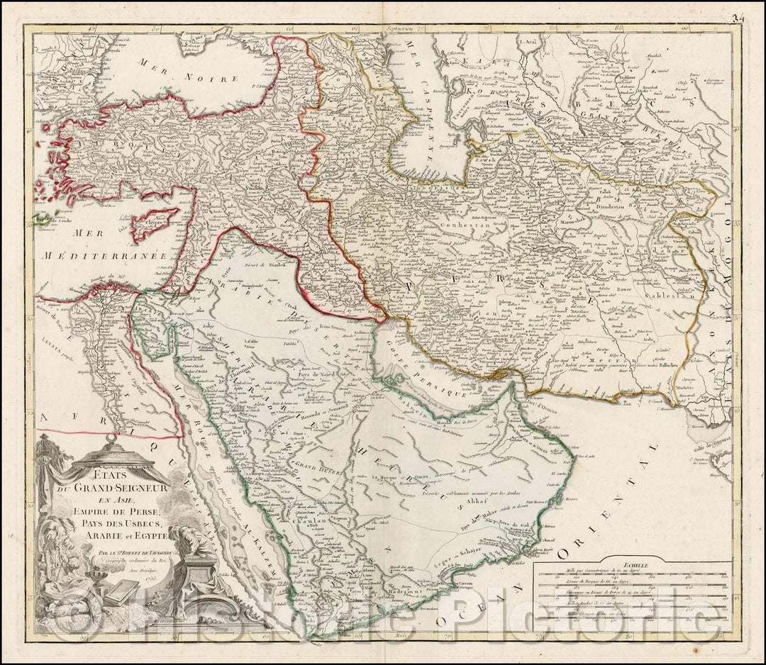 Historic Map - Etats Due Grand-Seigneur En Asie, Empire De Perse, Pays Des Usbecs, Arabie et Egypte, 1753, Didier Robert de Vaugondy - Vintage Wall Art