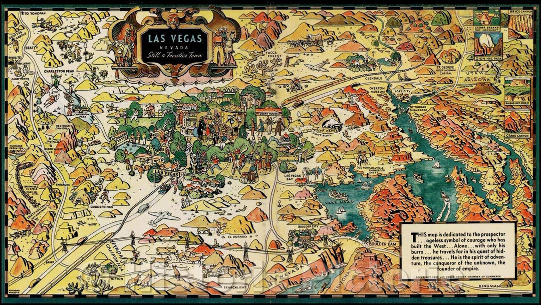 Historic Map - Las Vegas Nevada Still a Frontier Town, 1939, Raymond Winters - Vintage Wall Art