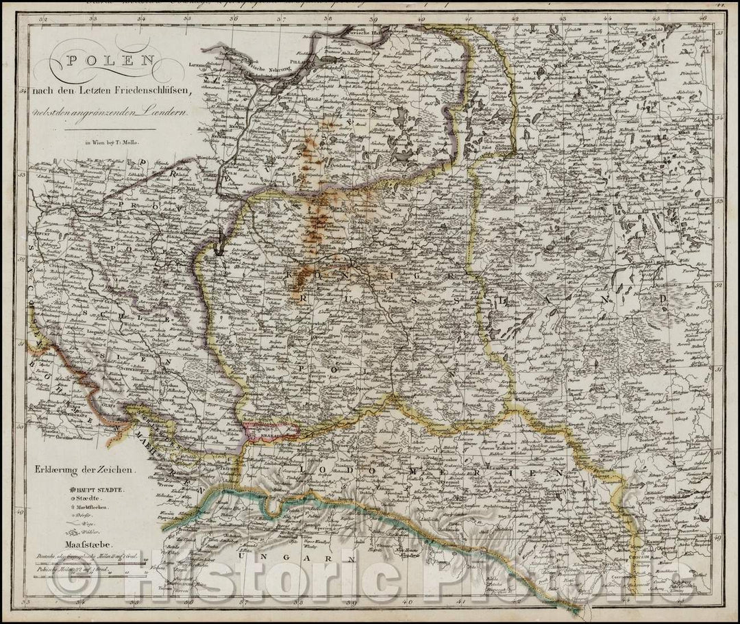 Historic Map - Polen nach den Letzten Friedenshl?ssen/Viennese Map of Poland and surrounding Regions. detail.< / p>, 1800, Tranquillo Mollo - Vintage Wall Art