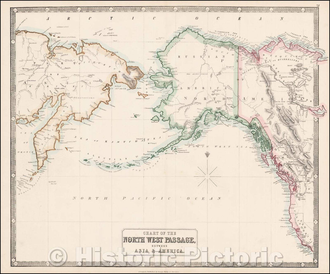 Historic Map - Chart of the North West Passage Between Asia & America, 1853, George Philip & Son - Vintage Wall Art