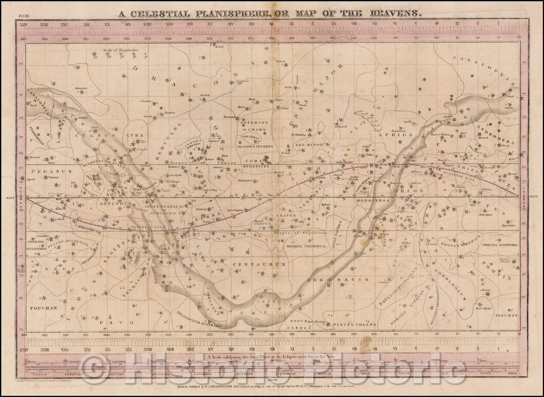 Historic Map - A Celestial Planisphere, Or Map of the Heavens, 1835, Elijah J. Burritt v2