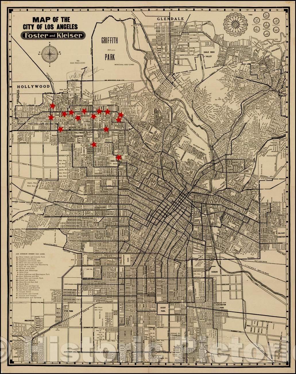 Historic Map - Map of The City of Los Angeles Foster and Kleiser, 1925, Foster & Kleiser - Vintage Wall Art