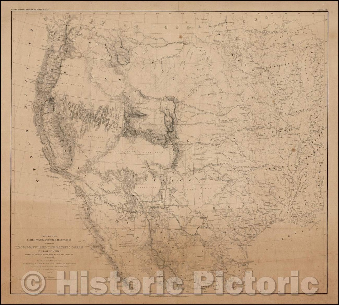 Historic Map - Map of the United States and Their Territories Between the Mississippi and the Pacific Ocean and Part of Mexico, 1858, William Hemsley Emory v1