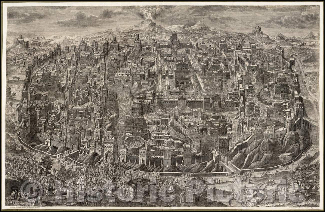 Historic Map - Untitled View of Jerusalem, 1735, Johann Daniel Herz - Vintage Wall Art