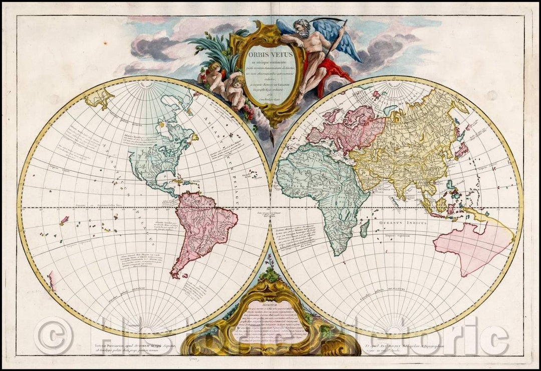 Historic Map - Orbis Vetus in utraque continente, 1751, Gilles Robert de Vaugondy - Vintage Wall Art