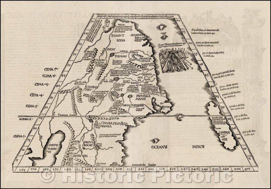 Historic Map - Ta. Superioris Indiae et Tartariae Maioris Modern Map of China, Japan, 1522, Lorenz Fries - Vintage Wall Art