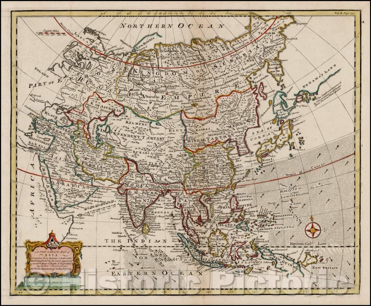 Historic Map - A New & Accurate Map of Asia, 1744, Emanuel Bowen - Vintage Wall Art