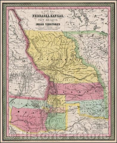 Historic Map - Nebraska, Kansas, New Mexico And Indian Territories [Rare First State!], 1855, Charles Desilver - Vintage Wall Art