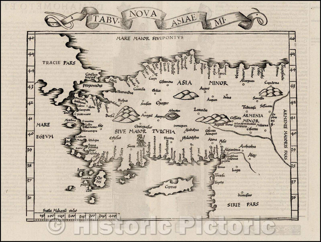 Historic Map - Tabu. Nova Asiae Mi. (Asia Minor & Cyprus)/Tabu. New Asia Mt. (Asia Minor and Cyprus), 1535, Lorenz Fries - Vintage Wall Art