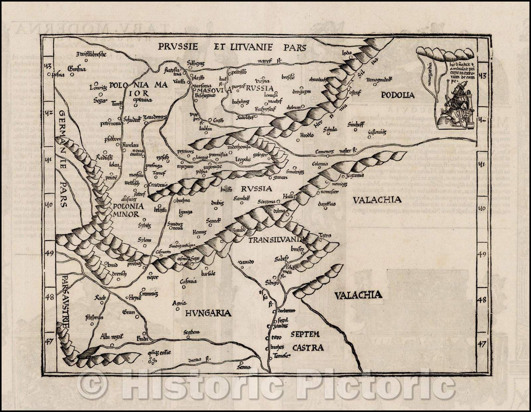 Historic Map - Map of Poland, Russia & Hungary, 1535, Lorenz Fries v1