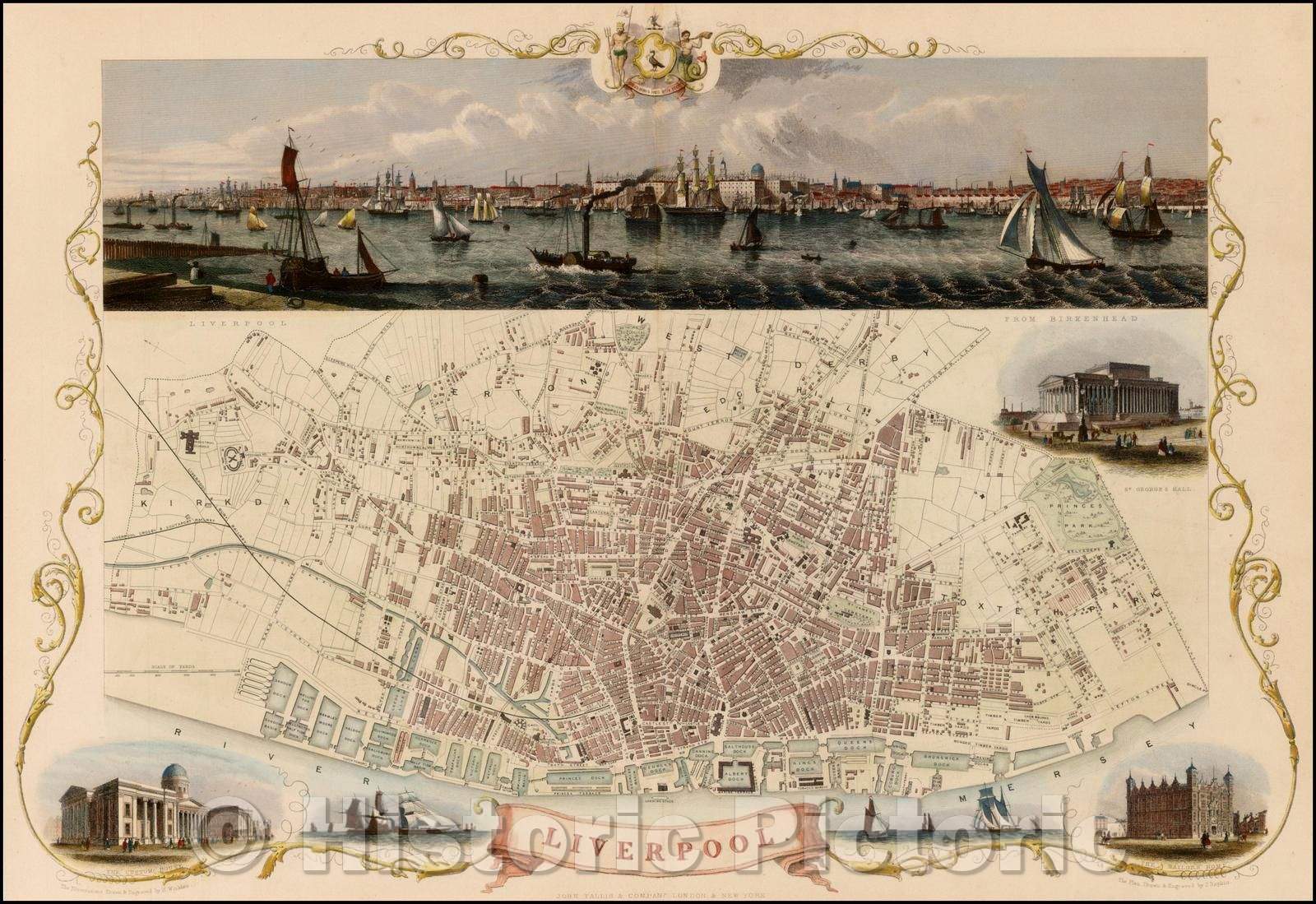 Historic Map - Liverpool, England, 1851, John Tallis v2