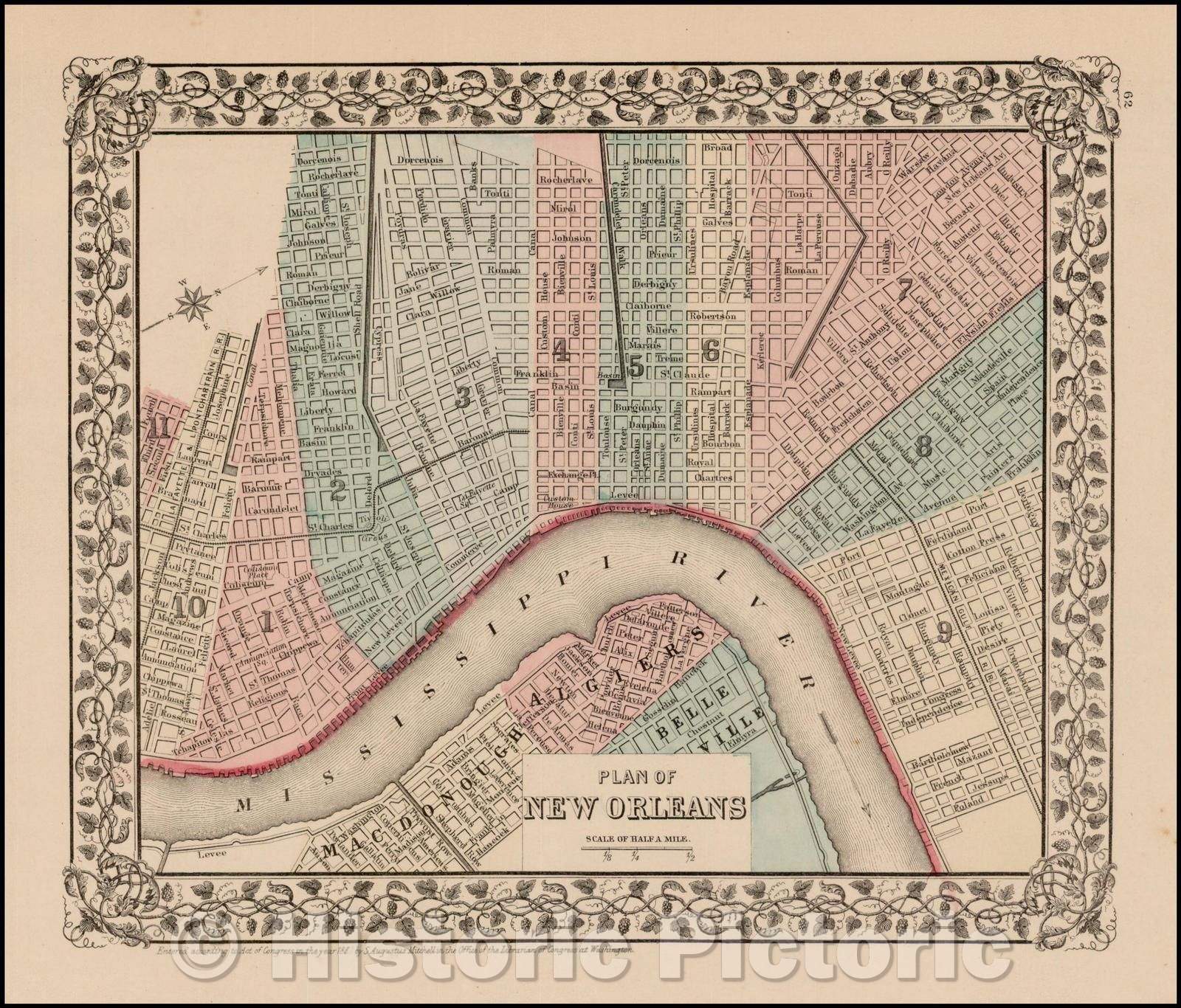 Historic Map - Plan of New Orleans, 1878, Samuel Augustus Mitchell Jr. v3