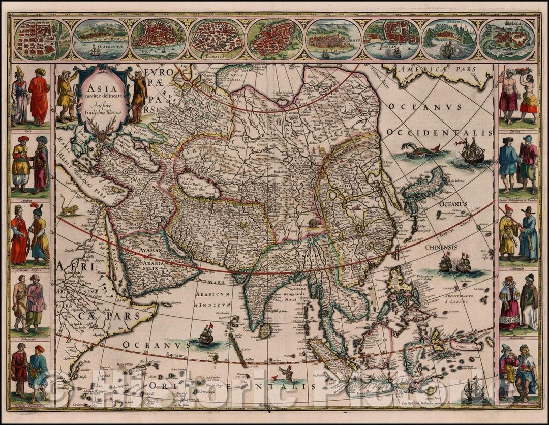 Historic Map - Asia Noviter Delineata, 1641, Willem Janszoon Blaeu - Vintage Wall Art