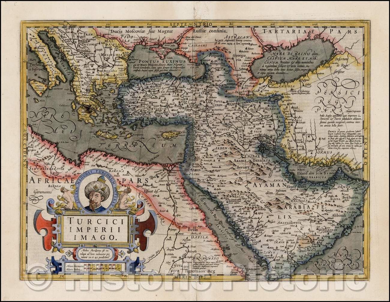 Historic Map - Turcici Imperii Imago shows Cyprus, 1606, Jodocus Hondius - Vintage Wall Art