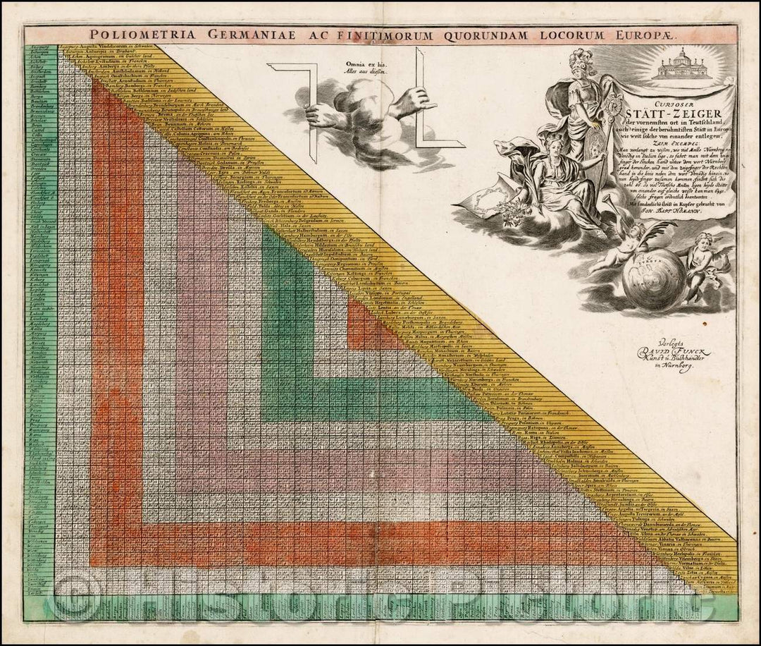 Historic Map - Poliometrica Germaniae Ac Finitimorum Quorundam Locorum Europae/And some local European neighbors, Germany Poliometrica, 1710 - Vintage Wall Art