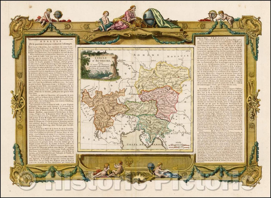 Historic Map - Cercle D'Autriche/Regional Map of the Region north of the Gulf of Venice, Istria, 1766, Louis Brion de la Tour - Vintage Wall Art