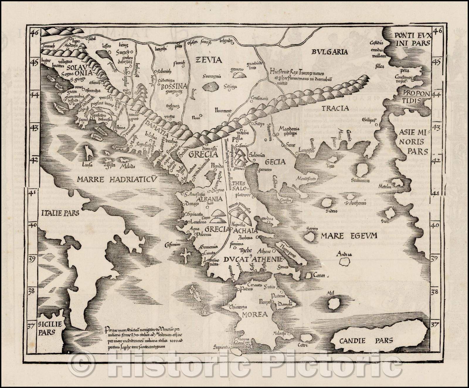 Historic Map - Modern Greece, 1535, Lorenz Fries - Vintage Wall Art