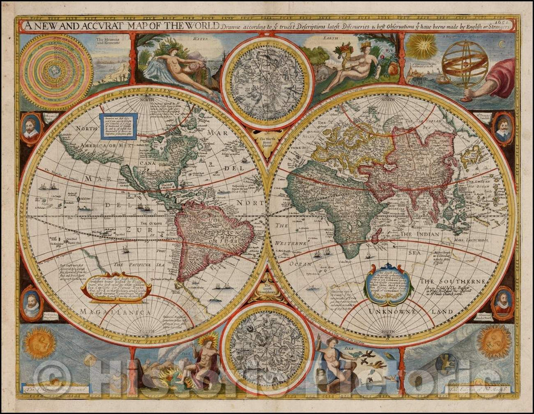 Historic Map - A New and Accurat Map of the World Drawne, 1651, John Speed v2