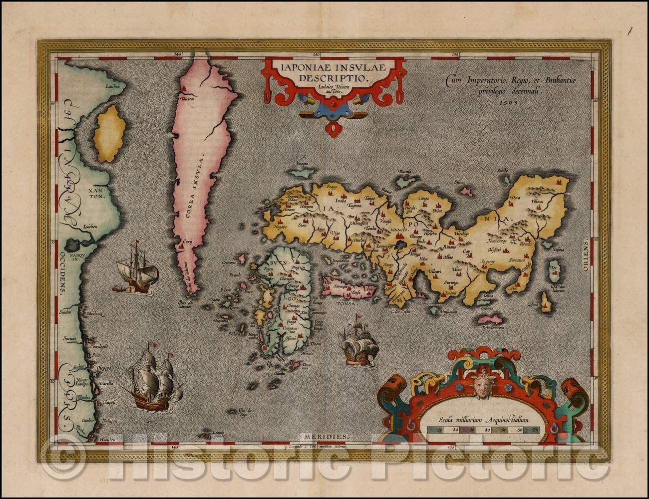 Historic Map - Iaponiae Insulae Descriptio Ludoico Teisera auctore Korea Shown As An Island, 1603, Abraham Ortelius - Vintage Wall Art