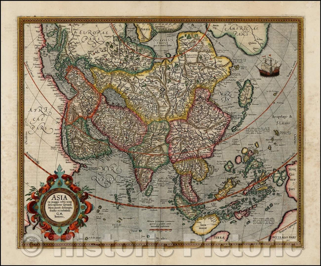 Historic Map - Asia ex magna orbis terre descriptionie Gerardi Mercatori Desumpta studio et industria, 1609, Gerhard Mercator - Vintage Wall Art