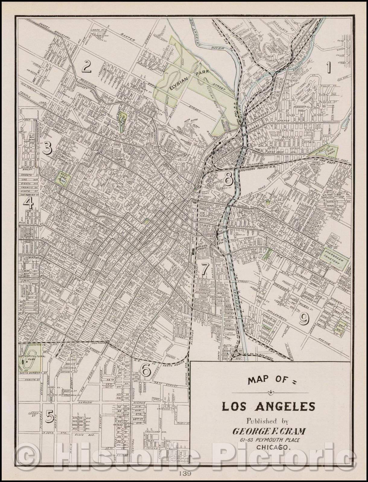 Historic Map - Map of Los Angeles, 1899, George F. Cram v3