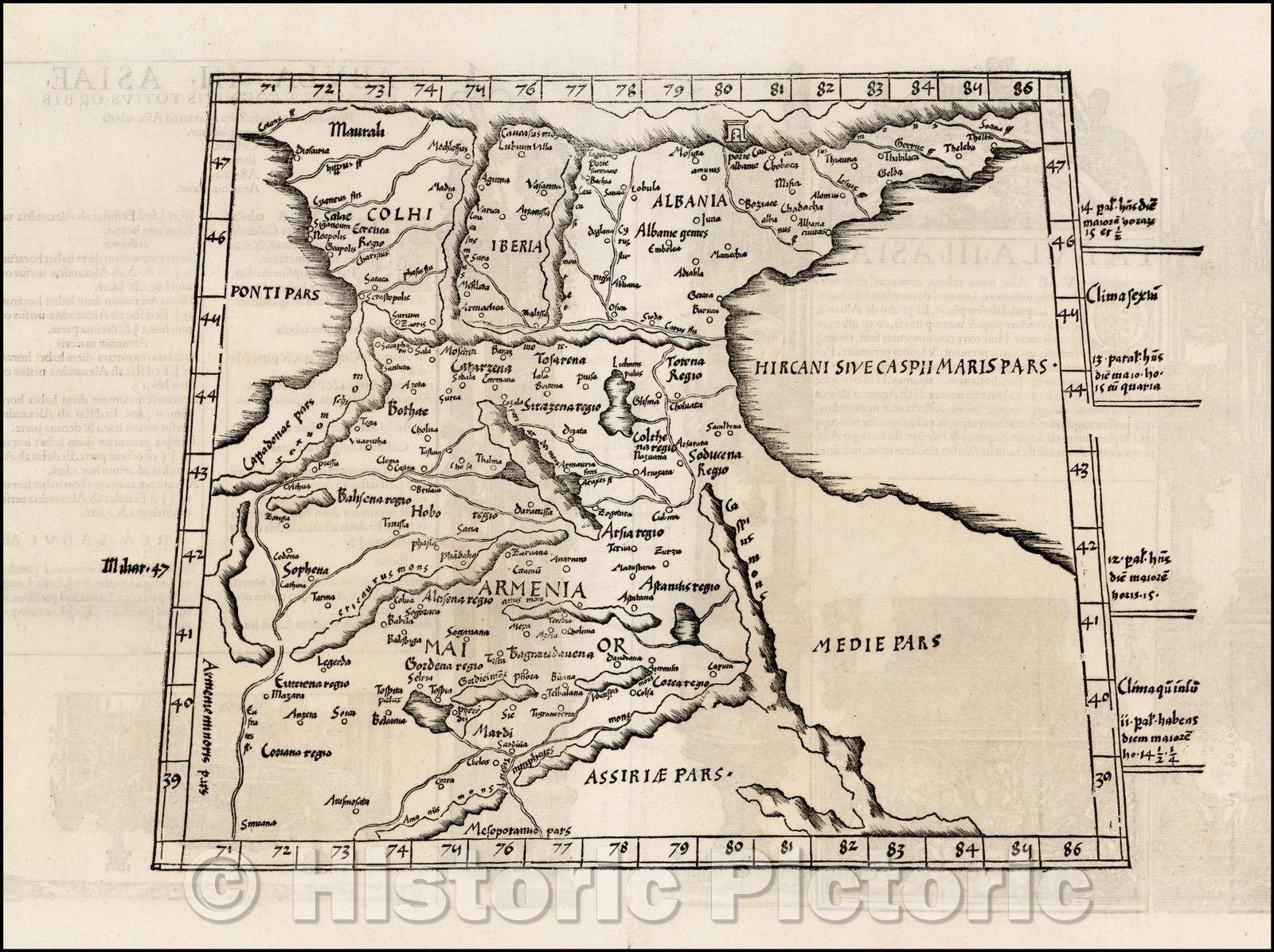 Historic Map - Tabula III Asiae [Armenia, Asia Minor, etc] (Title on Verso)/Asia Table 3 [Armenia, Asia Minor, etc] (title on Reverse), 1535, Lorenz Fries - Vintage Wall Art