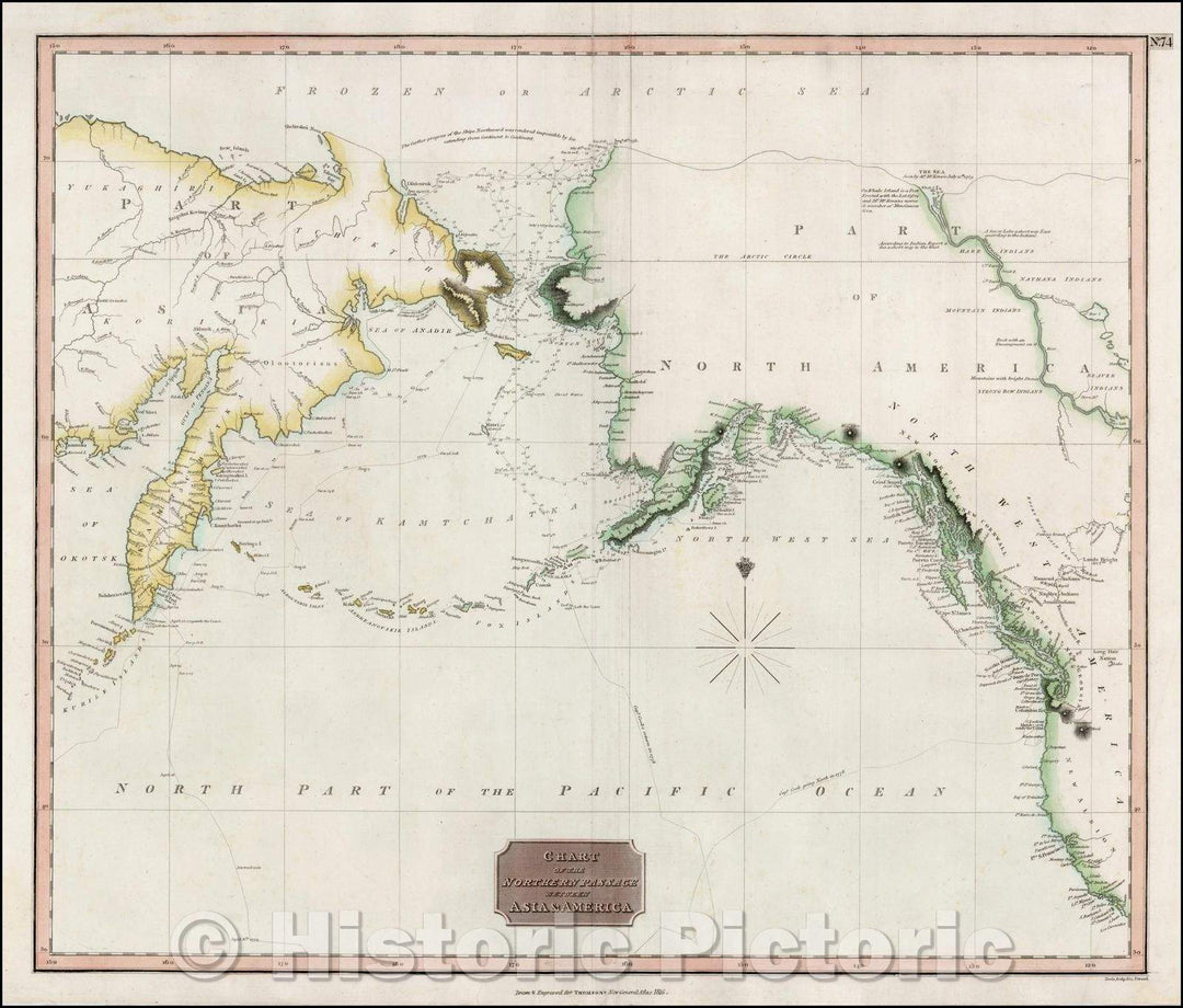 Historic Map - Chart of the Northern Passage Between Asia & America, 1816, John Thomson v1