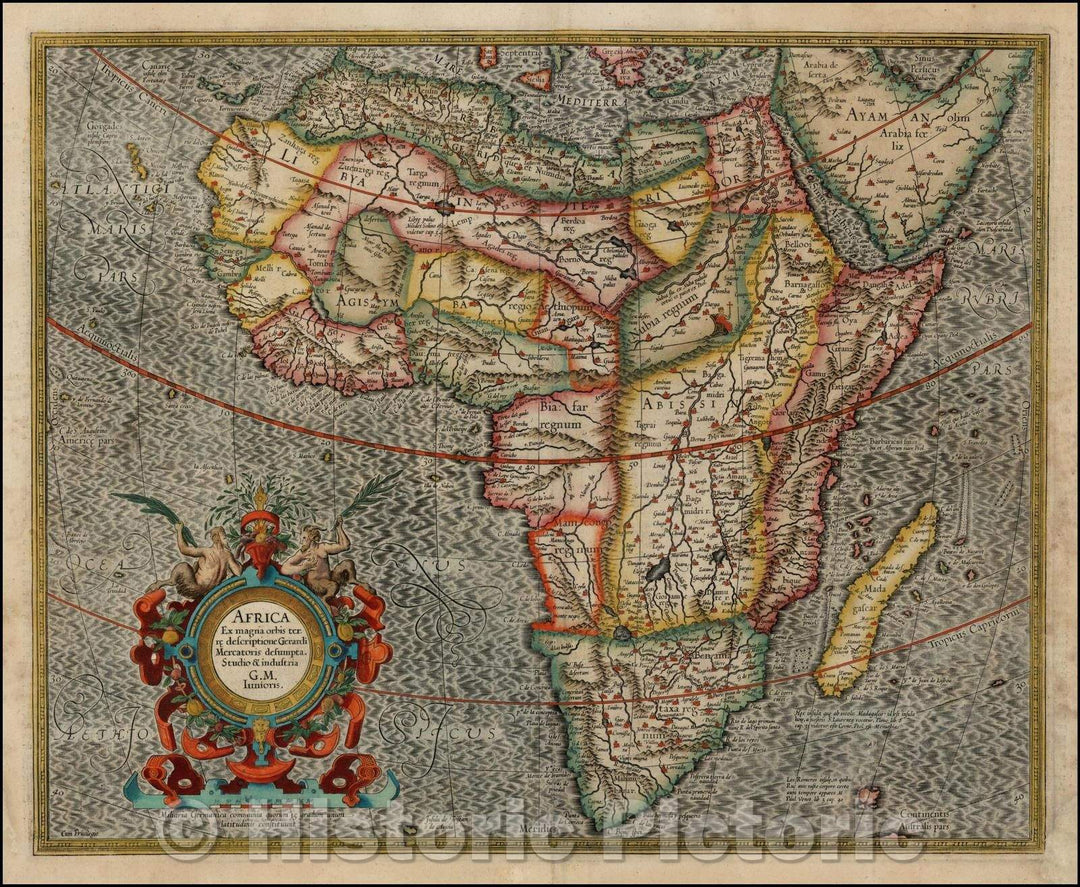 Historic Map - Africa Ex magna orbis terre descriptione Gerardi Mercatoris desumpta Studio & insustrai, 1595, Gerard Mercator v3