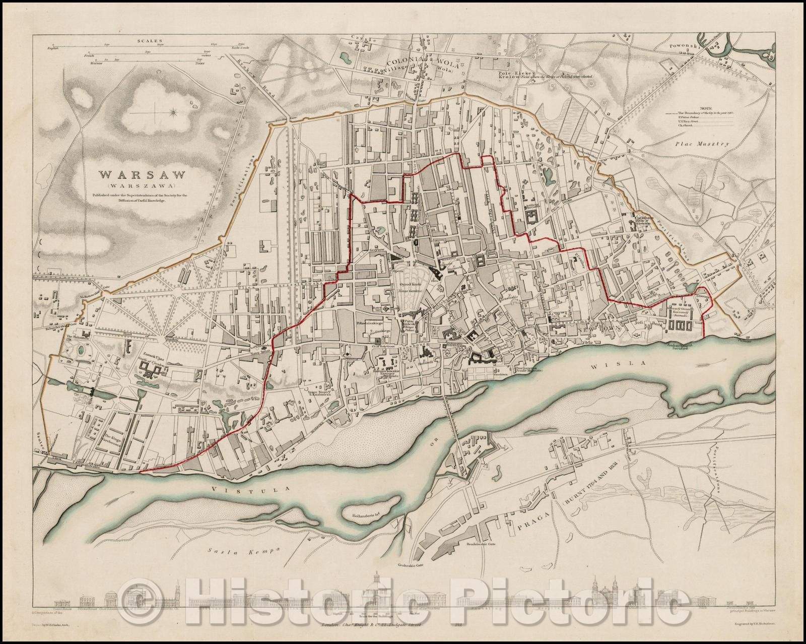 Historic Map - Warsaw Warszawa, 1831, SDUK v4