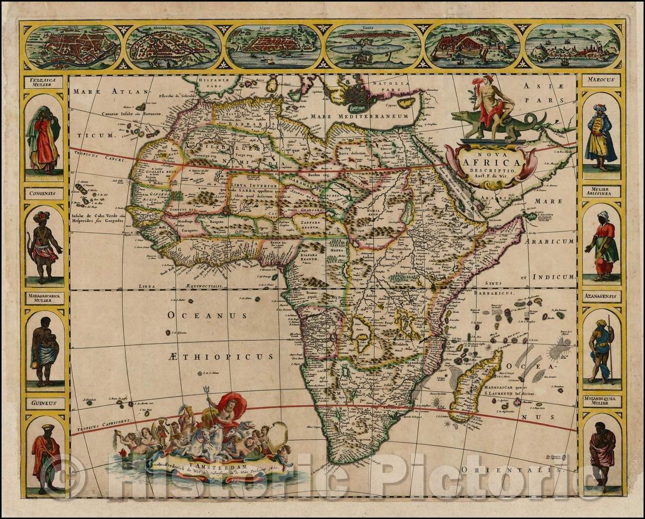 Historic Map - Nova Africa Descriptio, 1660, Frederick De Wit - Vintage Wall Art