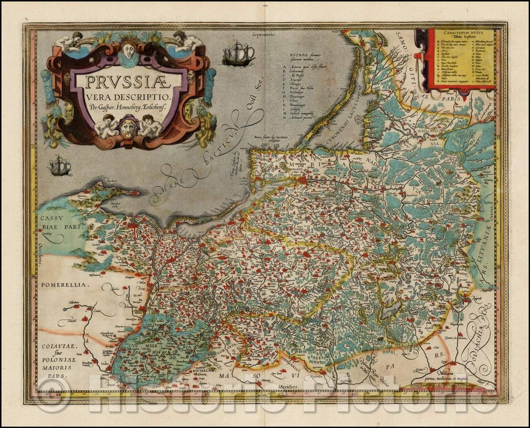 Historic Map - Prussiae Regionis Sarmatiae Europeae Nobiliss. Vera Et Nova Descriptio ./Russia Prussia regional European Nobiliss. The real Nova.1584, 1592 - Vintage Wall Art