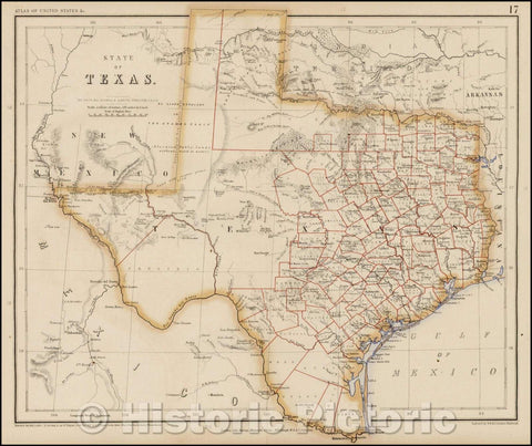 Historic Map - State of Texas, 1857, Henry Darwin Rogers - Vintage Wall Art